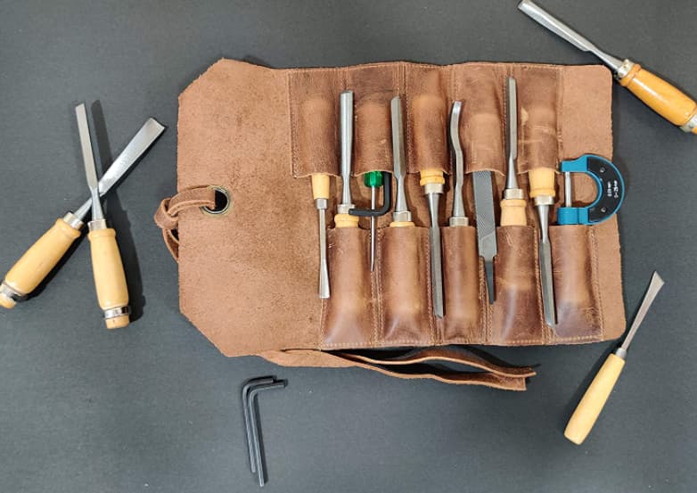 Leather Tool Roll for woodworking Chisels